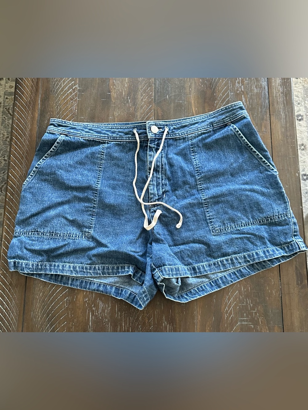 Bass Denim Drawstring High-Waist Shorts - Size 14